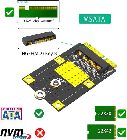 Mustpoint MSATA to M.2(NGFF) Key B Adapter for 2230/2242 SSD Card in Saudi Arabia