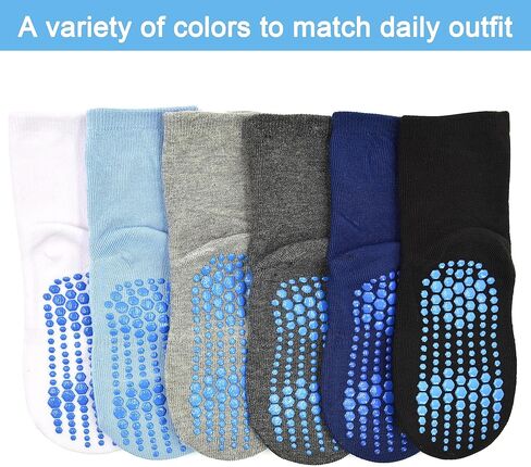 Toddler Socks Anti Skid with Grips Non Slip Crew Socks Boys Girls 12/24 Pairs Baby Kids Children 1-7 Years in Saudi Arabia