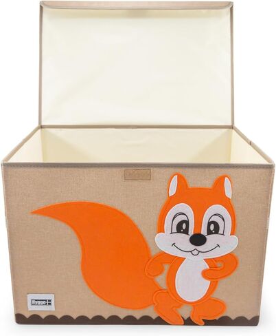 HYGGE + صندوق تخزين ألعاب الحيوانات مع غطاء مقاس 20.8 بوصة × 13 بوصة × 13 بوصة، نسيج متين وتصميم خفيف الوزن. رائع لتخزين الألعاب والكتب والبياضات والألعاب والملابس ومنتجات الأطفال والمزيد! (النمر) in Kuwait