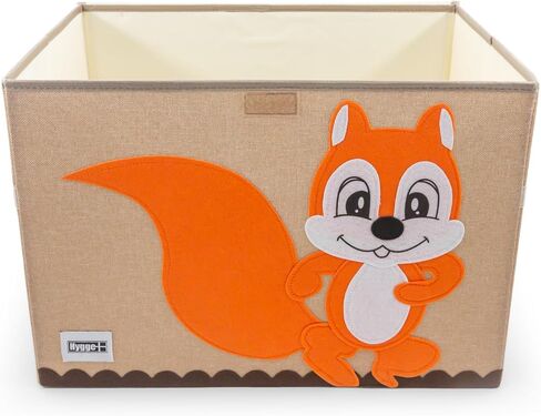 HYGGE + صندوق تخزين ألعاب الحيوانات مع غطاء مقاس 20.8 بوصة × 13 بوصة × 13 بوصة، نسيج متين وتصميم خفيف الوزن. رائع لتخزين الألعاب والكتب والبياضات والألعاب والملابس ومنتجات الأطفال والمزيد! (النمر) in Kuwait