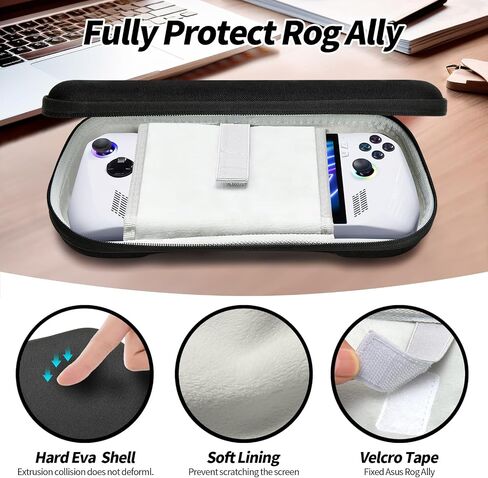 حقيبة حمل leepiya لهاتف Asus Rog Ally المحمولة مع حافظة واقية من السيليكون الناعم ومجموعة تنظيف الشاشة لحقيبة السفر Asus Ally حقيبة كبيرة ذات هيكل صلب مع جيب للملحقات in Kuwait