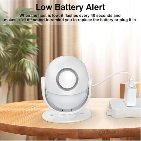 جهاز استشعار الحركة إنذار لاسلكي للكشف عن الحركة 125 ديسيبل بصوت عالٍ مع جهاز تحكم عن بعد بطول 328 قدمًا، إنذار نافذة داخلي وخارجي لتحية الباب / تنبيه الدخول / الفناء / رعاية المسنين in Kuwait