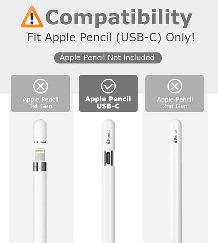 حافظة أقلام MoKo تناسب حافظة أقلام Apple (USB-C)، وحافظة حامل أقلام Apple، وأغطية مضادة للفقدان وشحن USB-C، وغطاء واقٍ لقلم Apple مع مشبك وقطعتين، رمادي فلكي in Saudi Arabia