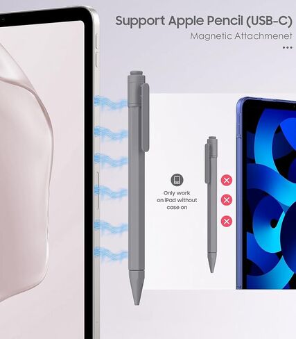 حافظة أقلام MoKo تناسب حافظة أقلام Apple (USB-C)، وحافظة حامل أقلام Apple، وأغطية مضادة للفقدان وشحن USB-C، وغطاء واقٍ لقلم Apple مع مشبك وقطعتين، رمادي فلكي in Saudi Arabia