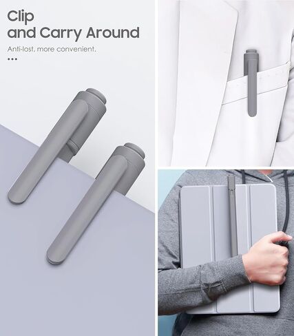 حافظة أقلام MoKo تناسب حافظة أقلام Apple (USB-C)، وحافظة حامل أقلام Apple، وأغطية مضادة للفقدان وشحن USB-C، وغطاء واقٍ لقلم Apple مع مشبك وقطعتين، رمادي فلكي in Saudi Arabia