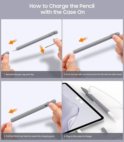 حافظة أقلام MoKo تناسب حافظة أقلام Apple (USB-C)، وحافظة حامل أقلام Apple، وأغطية مضادة للفقدان وشحن USB-C، وغطاء واقٍ لقلم Apple مع مشبك وقطعتين، رمادي فلكي in Saudi Arabia