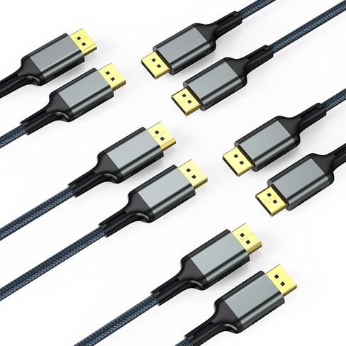 منفذ عرض إلى كابل منفذ العرض 5 حزم، كابل DisplayPort 1.4 8K، كابل DP إلى DP بطول 6.6FT، سلك عرض عالي السرعة (8K@60 هرتز، 4K@144 هرتز، 2K@240 هرتز) للشاشة، الكمبيوتر، سطح المكتب، الكمبيوتر المحمول، الكمبيوتر الشخصي in Kuwait