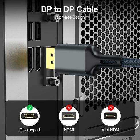 منفذ عرض إلى كابل منفذ العرض 5 حزم، كابل DisplayPort 1.4 8K، كابل DP إلى DP بطول 6.6FT، سلك عرض عالي السرعة (8K@60 هرتز، 4K@144 هرتز، 2K@240 هرتز) للشاشة، الكمبيوتر، سطح المكتب، الكمبيوتر المحمول، الكمبيوتر الشخصي in Kuwait