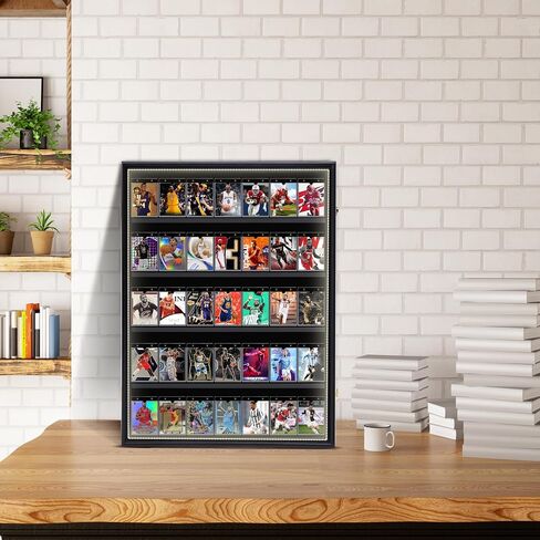 حافظة عرض بطاقات رياضية متدرجة C 36 من Nice مع ضوء LED، حافظة عرض بطاقات البيسبول، حافظة عرض بطاقات التداول، بطاقات كرة القدم، حماية 98% من الأشعة فوق البنفسجية، أكريليك، قابلة للقفل (LED أفقي 2 حزمة) in Kuwait