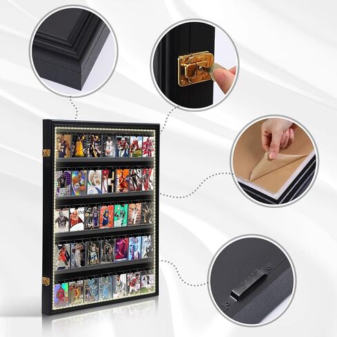 حافظة عرض بطاقات رياضية متدرجة C 36 من Nice مع ضوء LED، حافظة عرض بطاقات البيسبول، حافظة عرض بطاقات التداول، بطاقات كرة القدم، حماية 98% من الأشعة فوق البنفسجية، أكريليك، قابلة للقفل (LED أفقي 2 حزمة) in Kuwait