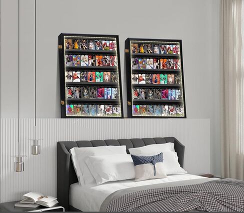 حافظة عرض بطاقات رياضية متدرجة C 36 من Nice مع ضوء LED، حافظة عرض بطاقات البيسبول، حافظة عرض بطاقات التداول، بطاقات كرة القدم، حماية 98% من الأشعة فوق البنفسجية، أكريليك، قابلة للقفل (LED أفقي 2 حزمة) in Kuwait