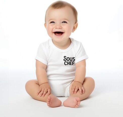 Sous Chef Cotton Short Sleeve Bodysuit | Snack Lover & Chef Gift, Gender Neutral Infant Jumper, Foodie Baby Pregnancy Announcement, Housewarming in Saudi Arabia