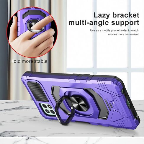 Ailiber for TMobile REVVL 7 5G Cell Phone Case, REVVL 7 Case with Screen Protector, Ring Kickstand for Magnetic Car Mount, Shockproof Protective Cover Case for T Mobile REVVL 7-Purple in Saudi Arabia