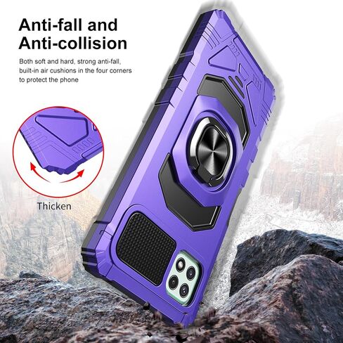 Ailiber for TMobile REVVL 7 5G Cell Phone Case, REVVL 7 Case with Screen Protector, Ring Kickstand for Magnetic Car Mount, Shockproof Protective Cover Case for T Mobile REVVL 7-Purple in Saudi Arabia