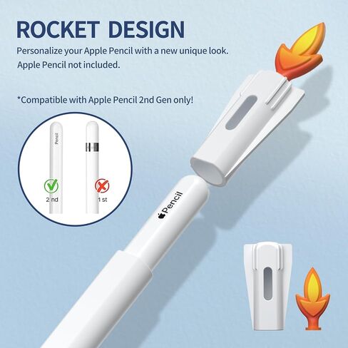Compatiable with Apple Pencil 2nd Generation Case Cover, Protective Durable Soft Silicone Cover Holder Sleeve Accessories for Apple Pencil 2nd Generation NASA, 2 Pack White… in Saudi Arabia