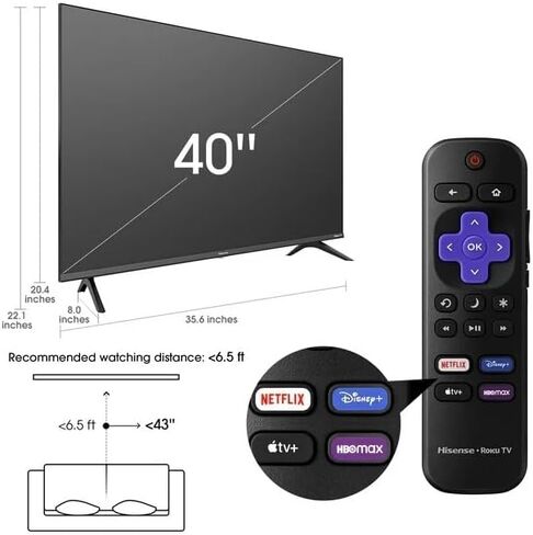 تلفزيون هايسينس الذكي 40 بوصة 2K 1080p Full HD LCD LED H4030F سلسلة وضع الألعاب معدل الحركة 120 يعمل مع Alex وGoogle Assistant وApppIe Home وAirPIay، 40H4030F (متجدد) in Saudi Arabia