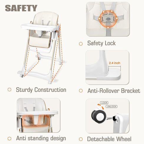 Foldable High Chair, Convertible Baby High Chair 4-in-1 High Chairs for Babies and Toddlers Portable Eating Seat Recline Feeding Highchair Height Adjustment in Saudi Arabia