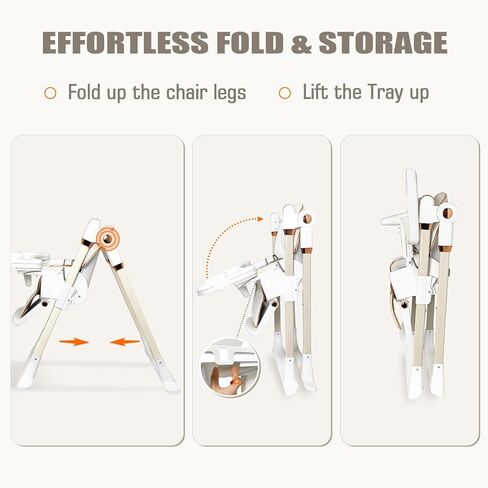 Foldable High Chair, Convertible Baby High Chair 4-in-1 High Chairs for Babies and Toddlers Portable Eating Seat Recline Feeding Highchair Height Adjustment in Saudi Arabia