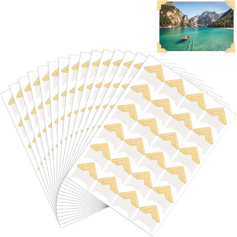 360pcs/15 Sheets Photo Corner Stickers, Self-Adhesive Scrapbook Picture Mounting Corners for Scrapbooking Album Memory Book DIY Journal (Gold) in Saudi Arabia