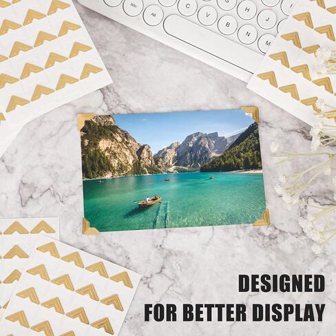 360pcs/15 Sheets Photo Corner Stickers, Self-Adhesive Scrapbook Picture Mounting Corners for Scrapbooking Album Memory Book DIY Journal (Gold) in Saudi Arabia
