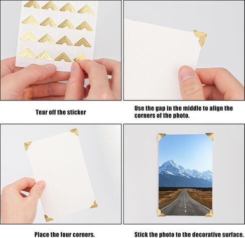 360pcs/15 Sheets Photo Corner Stickers, Self-Adhesive Scrapbook Picture Mounting Corners for Scrapbooking Album Memory Book DIY Journal (Gold) in Saudi Arabia