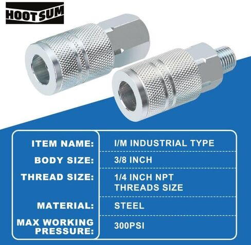 3/8’’ High Flow Air Hose Fittings Set, 3PCS 3/8 Body I/M Industrial Air Coupler and 8PCS 3/8 Body Air Plug with 1/4 Inch NPT Threads Size, 12PCS Air Compressor Accessories Quick Connect Set in Kuwait