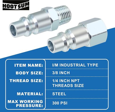 3/8’’ High Flow Air Hose Fittings Set, 3PCS 3/8 Body I/M Industrial Air Coupler and 8PCS 3/8 Body Air Plug with 1/4 Inch NPT Threads Size, 12PCS Air Compressor Accessories Quick Connect Set in Kuwait