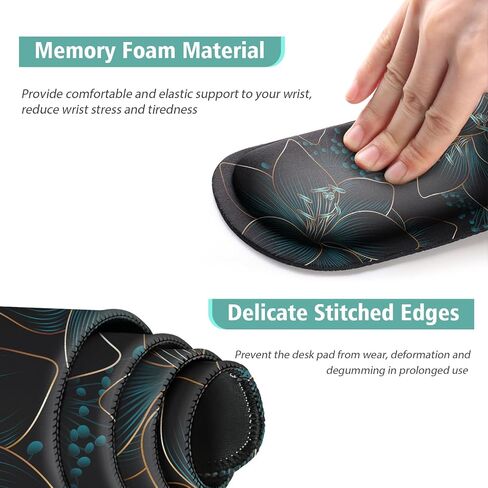 Keyboard Mouse Pad Set,Large Gaming Mouse Pad+Keyboard Wrist Rest+Mouse Wrist Rest+Coaster,Computer Mousepad Wrist Support for Office Desktop Laptop. (35.4" x 15.7") Extended Desk Mat (Floral) in Saudi Arabia