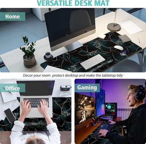 Keyboard Mouse Pad Set,Large Gaming Mouse Pad+Keyboard Wrist Rest+Mouse Wrist Rest+Coaster,Computer Mousepad Wrist Support for Office Desktop Laptop. (35.4" x 15.7") Extended Desk Mat (Floral) in Saudi Arabia