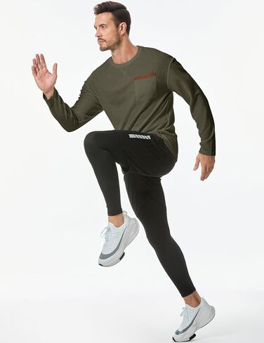 JMIERR Men's T-Shirt Waffle Textured Knit Drop-Shoulder Long Sleeve Tops Hipster Hip Hop Longline Crewneck Tees with Pocket in Saudi Arabia