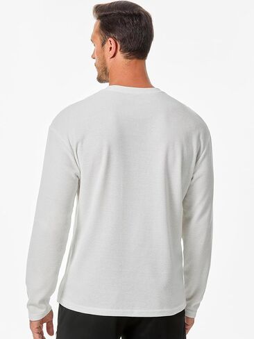 JMIERR Men's T-Shirt Waffle Textured Knit Drop-Shoulder Long Sleeve Tops Hipster Hip Hop Longline Crewneck Tees with Pocket in Saudi Arabia
