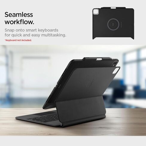 حافظة Spigen Enzo Aramid مصممة لجهاز iPad Pro مقاس 13 بوصة M4 (2024) مع حامل أقلام، متوافقة مع لوحة المفاتيح Aerocore Aramid Fiber Magic - أسود in Saudi Arabia