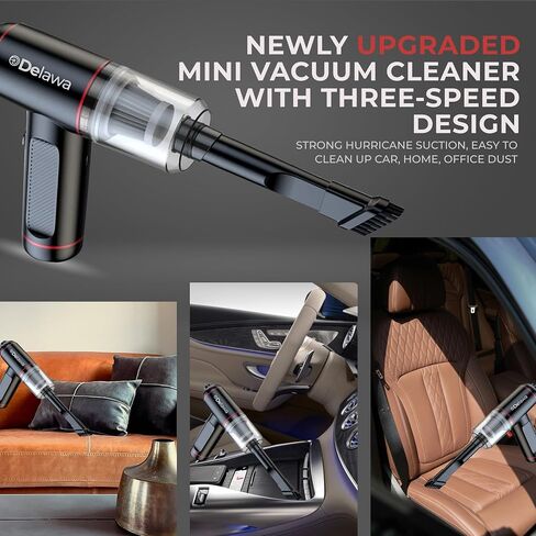 3in1 Compressed Air Duster for PC, High Power 100000RPM, Cordless Portable Mini Car Vacuum with 3 Gears, Up to 37 mins Runtime, Handheld Keyboard Cleaner with Rechargable Battery and Type C in Saudi Arabia