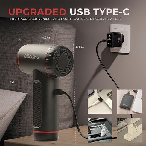 3in1 Compressed Air Duster for PC, High Power 100000RPM, Cordless Portable Mini Car Vacuum with 3 Gears, Up to 37 mins Runtime, Handheld Keyboard Cleaner with Rechargable Battery and Type C in Saudi Arabia