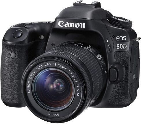 كاميرا Canon EOS 80D DSLR مع عدسة 18-55 مم (1263C005) + عدسة EF-S 55-250 مم + بطاقة ذاكرة سعة 64 جيجابايت + حقيبة + برنامج Corel للصور + بطارية LPE6 + شاحن خارجي + قارئ بطاقات + المزيد (متجددة) in Saudi Arabia