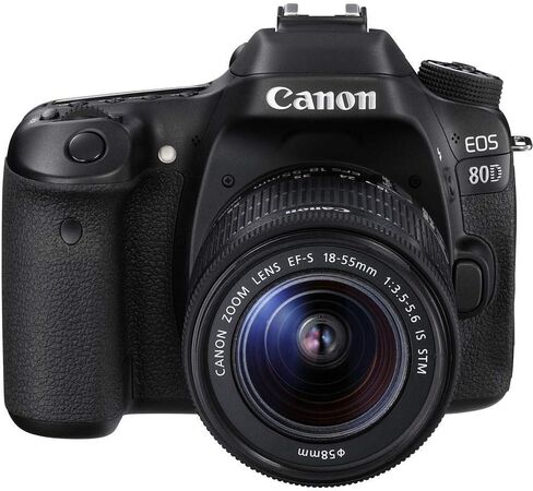 كاميرا Canon EOS 80D DSLR مع عدسة 18-55 مم (1263C005) + عدسة EF-S 55-250 مم + بطاقة ذاكرة سعة 64 جيجابايت + حقيبة + برنامج Corel للصور + بطارية LPE6 + شاحن خارجي + قارئ بطاقات + المزيد (متجددة) in Saudi Arabia