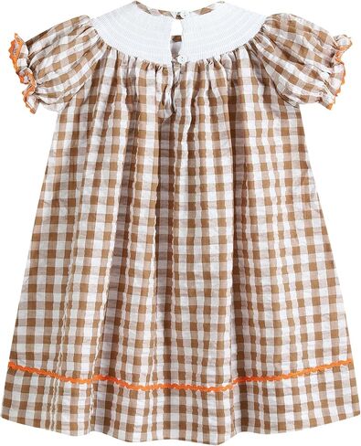 Lil cactus Baby and Girls Smocked Pumpkin Thanksgiving Bishop Dress in Saudi Arabia