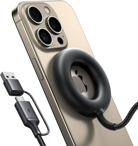 JOYROOM Magnetic Wireless Charger, Hollow Design Wireless Charger Compatible with MagSafe Charger/iPhone 15/14/13/12 Series, Magnetic Charger Pad for AirPods Pro/3/2 with Dual Ports Braided Cable in Saudi Arabia
