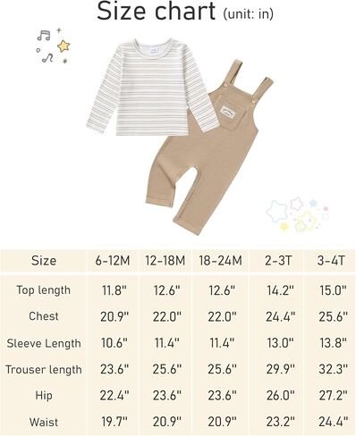 ZOEREA Toddler Baby Boys Clothes Outfit Long Sleeve T-Shirt and Romper Set Cute Jumpsuit Overalls Solid Color 6M-4T in Kuwait