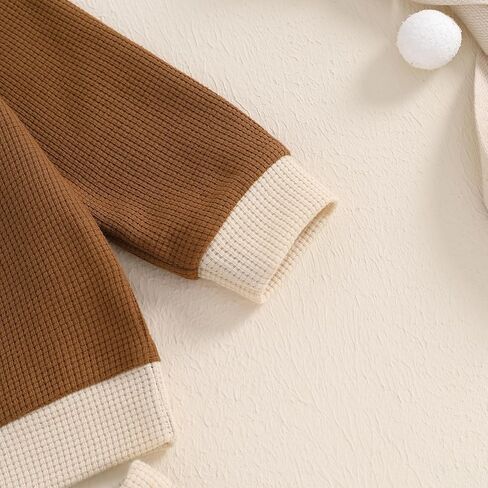 Kuriozud Toddler Boy Fall Clothes Baby Long Sleeve Lapel Button Shirt Color Block Pocket Pants Set Baby Boy Winter Outfit in Kuwait