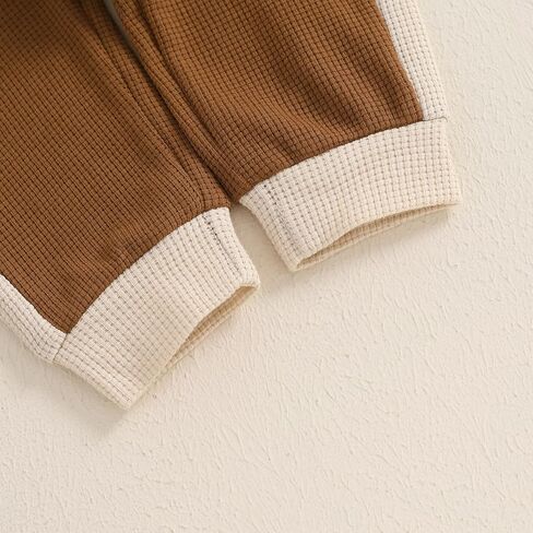 Kuriozud Toddler Boy Fall Clothes Baby Long Sleeve Lapel Button Shirt Color Block Pocket Pants Set Baby Boy Winter Outfit in Kuwait