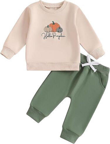Baby Boy Halloween Outfit Cutest Pumpkin In The Patch Sweatshirt Drawstring Long Pants Toddler Fall Clothes in Saudi Arabia