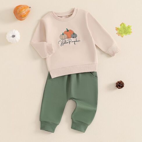 Baby Boy Halloween Outfit Cutest Pumpkin In The Patch Sweatshirt Drawstring Long Pants Toddler Fall Clothes in Saudi Arabia