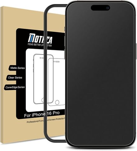 Mothca Matte Glass Screen Protector for iPhone 16 Pro (6.3 inch) Anti-Glare & Anti-Fingerprint Tempered Glass Clear Film, [Easy Installation Frame] Case Friendly, Bubble Free - Smooth as Silk in Kuwait