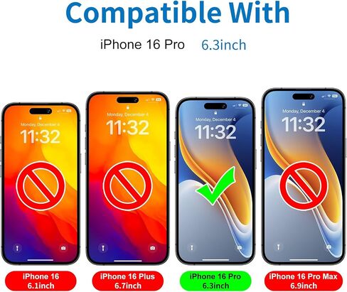 Mothca Matte Glass Screen Protector for iPhone 16 Pro (6.3 inch) Anti-Glare & Anti-Fingerprint Tempered Glass Clear Film, [Easy Installation Frame] Case Friendly, Bubble Free - Smooth as Silk in Kuwait
