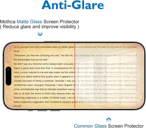 Mothca Matte Glass Screen Protector for iPhone 16 Pro (6.3 inch) Anti-Glare & Anti-Fingerprint Tempered Glass Clear Film, [Easy Installation Frame] Case Friendly, Bubble Free - Smooth as Silk in Kuwait