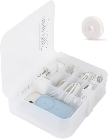 Large Electronics Organizer Cable Storage Box, Charger Cable Cord Organizer Case with A Long Cable Tie for Tech Electronic Accessories, Clear in Saudi Arabia