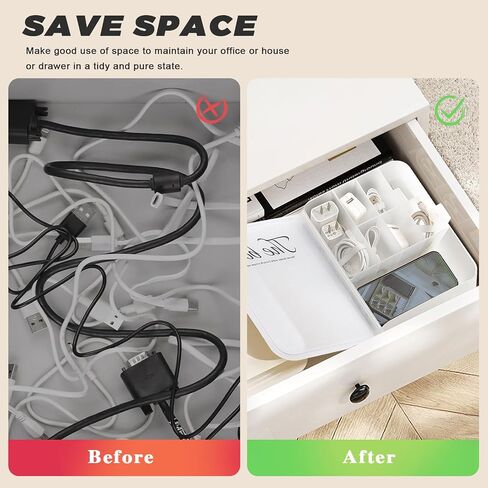 Large Electronics Organizer Cable Storage Box, Charger Cable Cord Organizer Case with A Long Cable Tie for Tech Electronic Accessories, Clear in Saudi Arabia