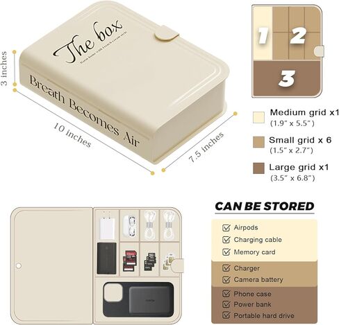 صندوق تخزين كابل منظم إلكترونيات كبير، حافظة منظم سلك كابل الشاحن مع ربطة كابل طويلة للملحقات الإلكترونية التقنية، شفاف in Kuwait