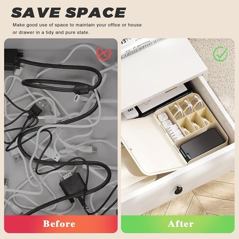 صندوق تخزين كابل منظم إلكترونيات كبير، حافظة منظم سلك كابل الشاحن مع ربطة كابل طويلة للملحقات الإلكترونية التقنية، شفاف in Kuwait